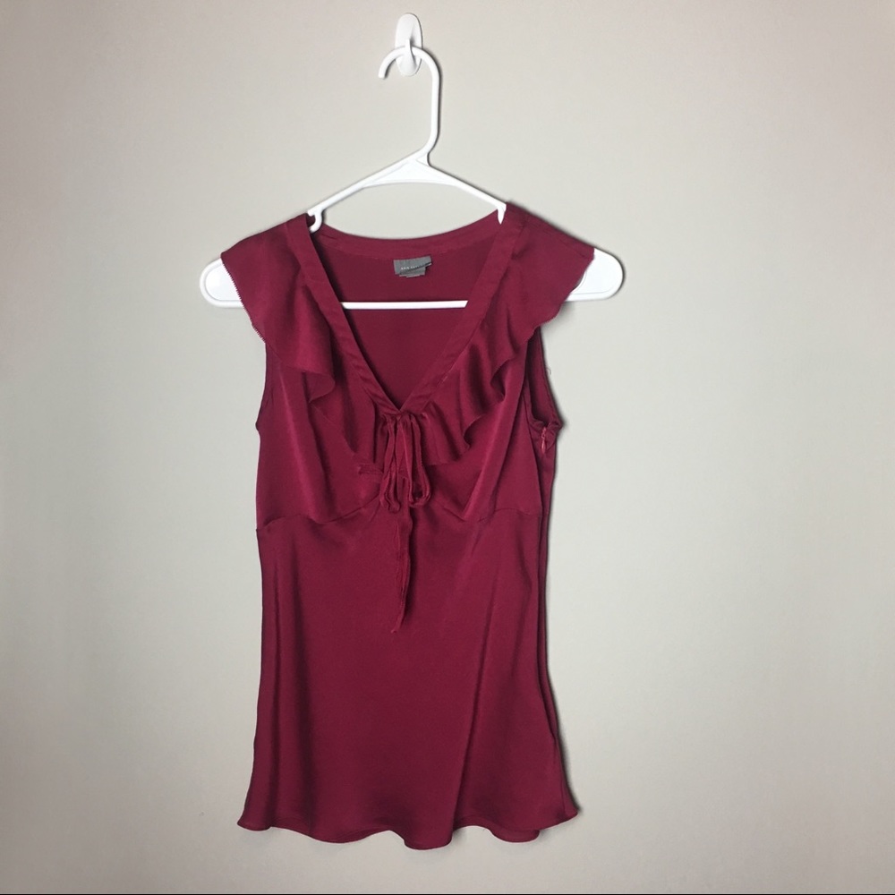 5 / $20 Ann Taylor Maroon Sleeveless Blouse Top